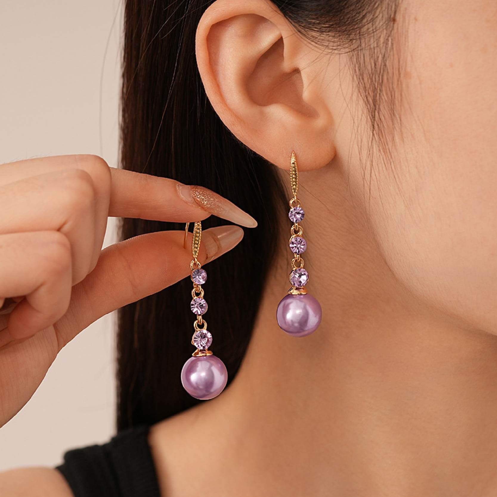 Aretes Perla Line Purple