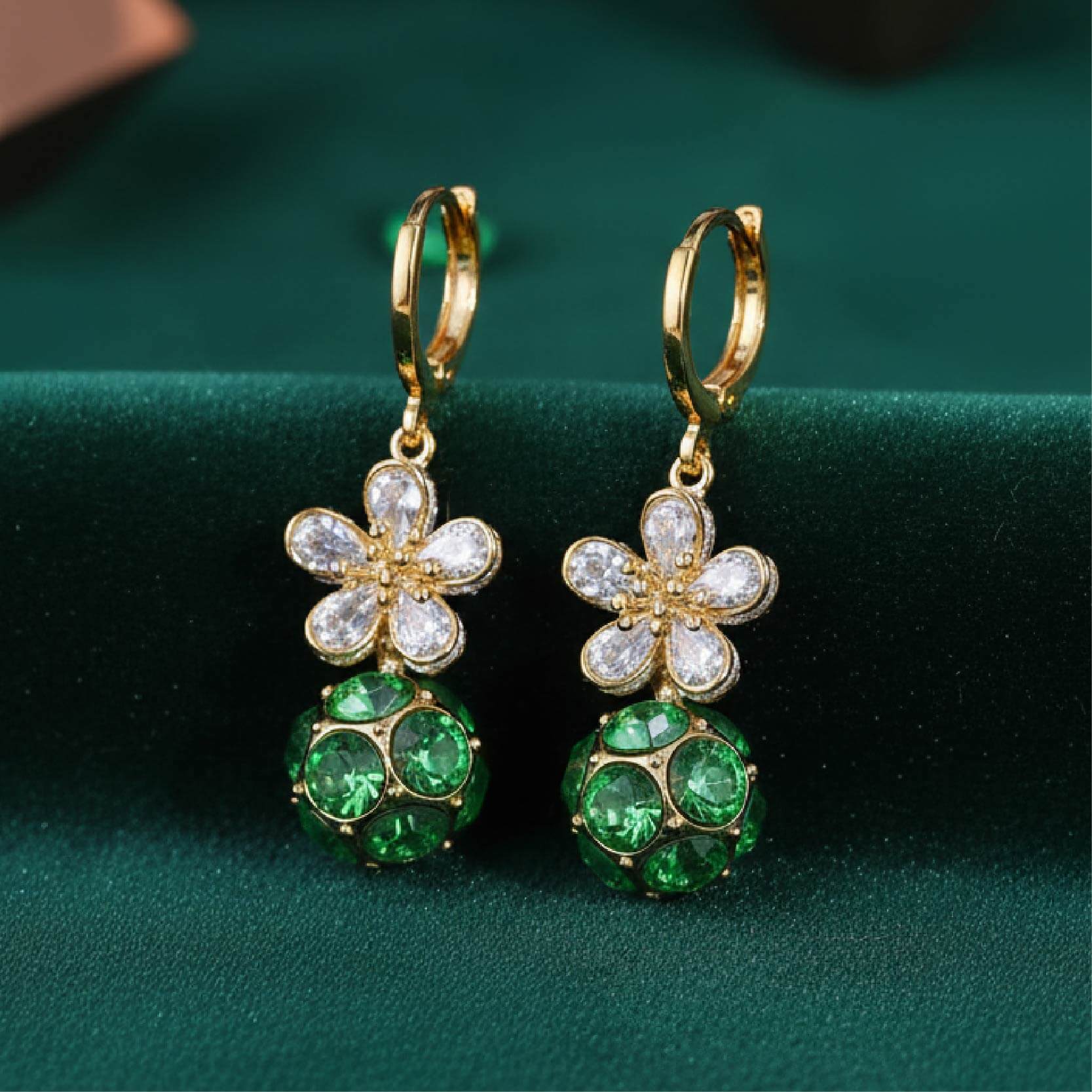 Aretes Floral Green