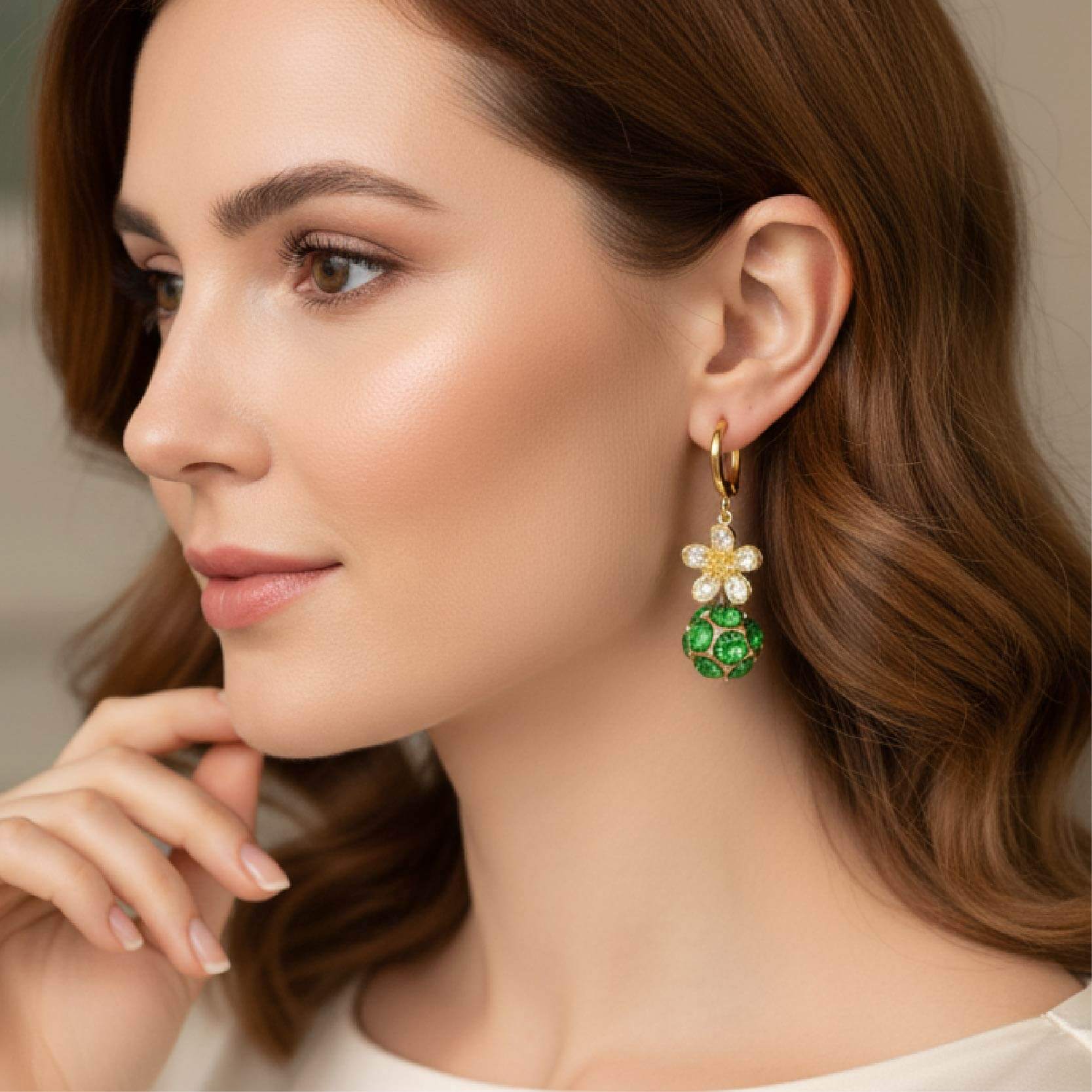 Aretes Floral Green