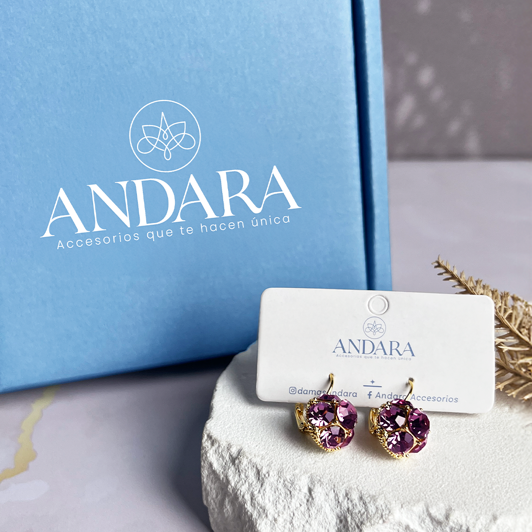 Aretes Amatista (Chapado en oro)