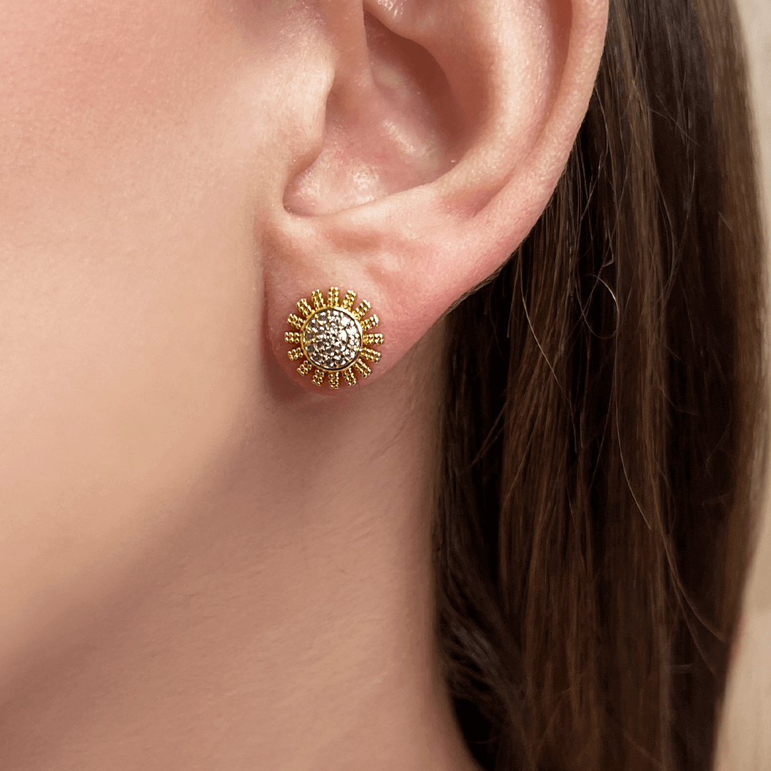 Aretes Girasol Dorado