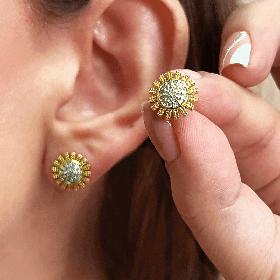 Aretes Girasol Dorado