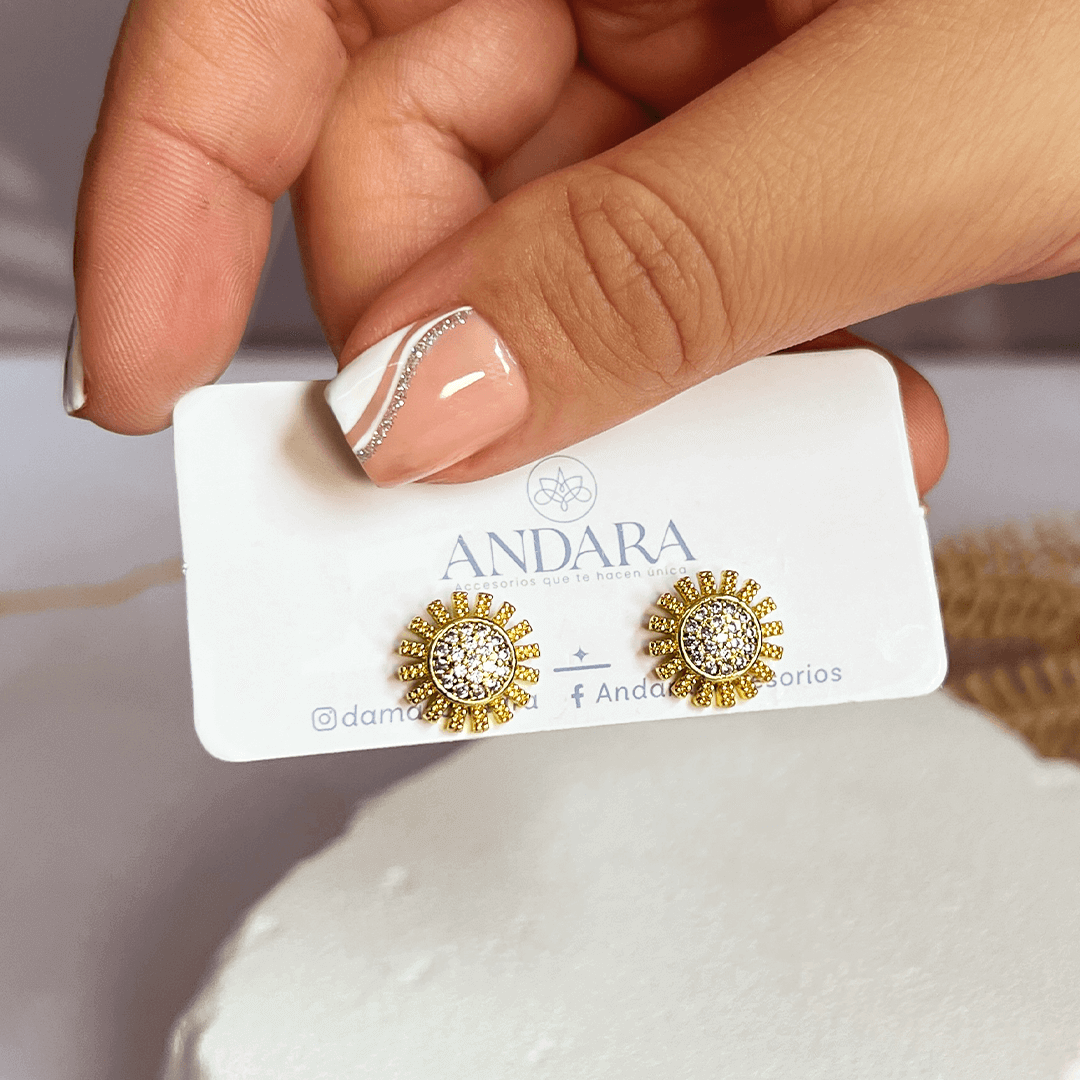 Aretes Girasol Dorado