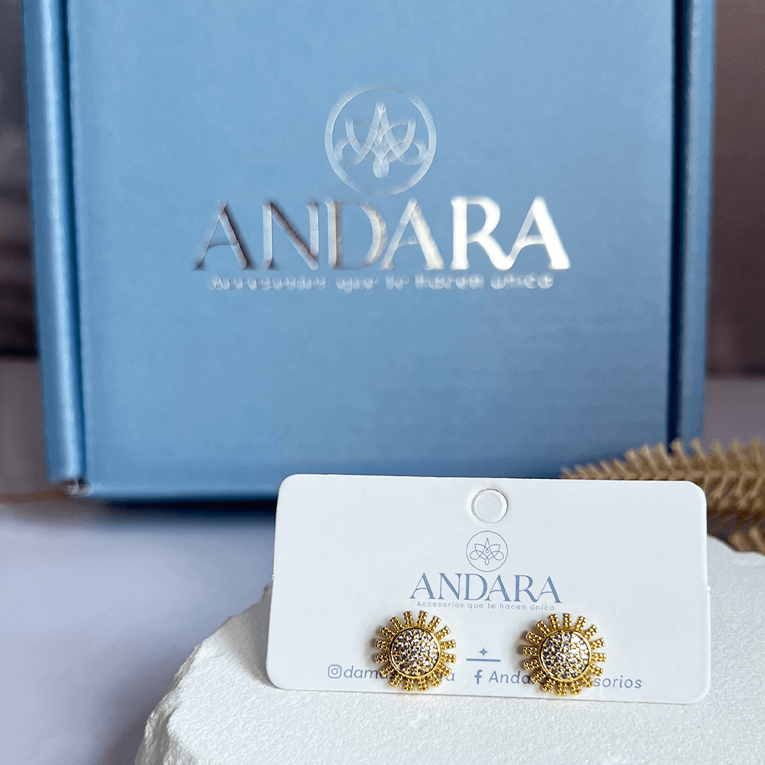 Aretes Girasol Dorado