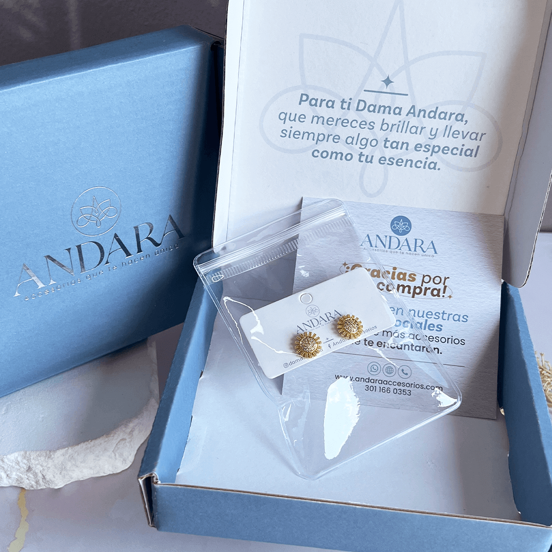 Aretes Girasol Dorado