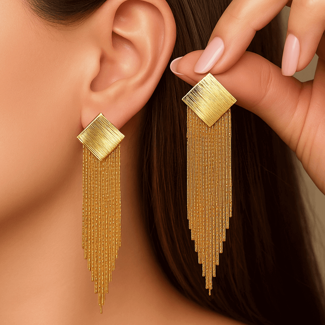 Aretes Cascada Dorada