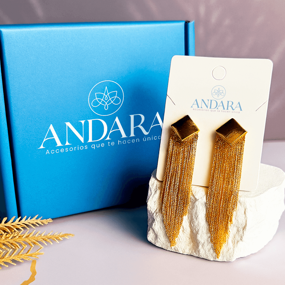 Aretes Cascada Dorada