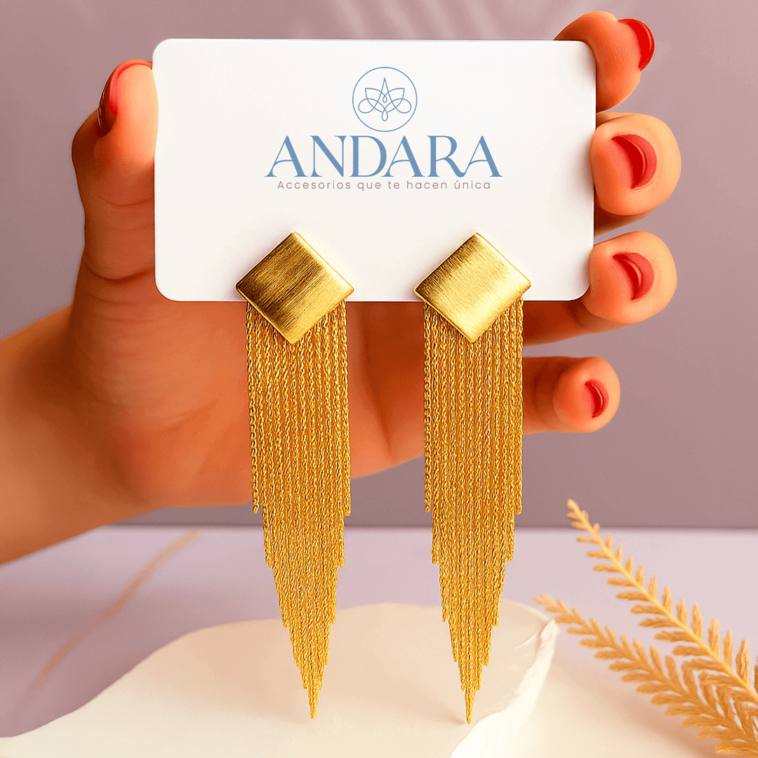 Aretes Cascada Dorada