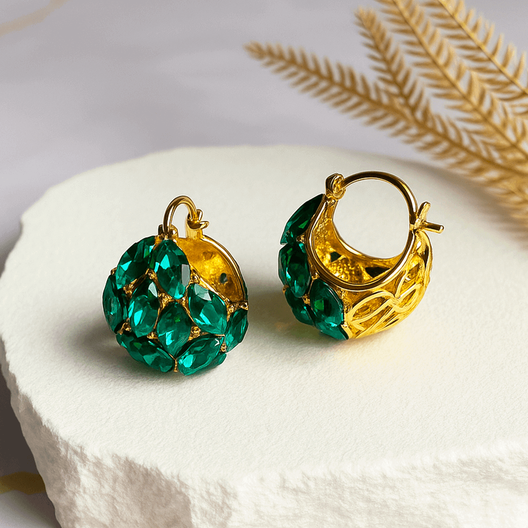 Aretes Cesta de Cristales Verdes