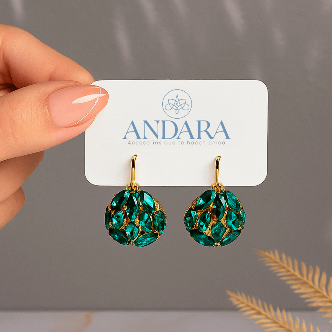 Aretes Cesta de Cristales Verdes