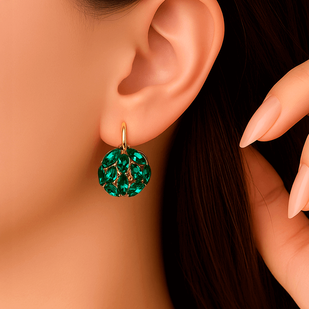 Aretes Cesta de Cristales Verdes