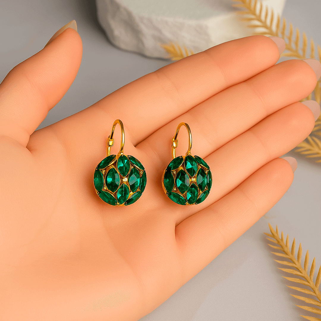 Aretes Cesta de Cristales Verdes