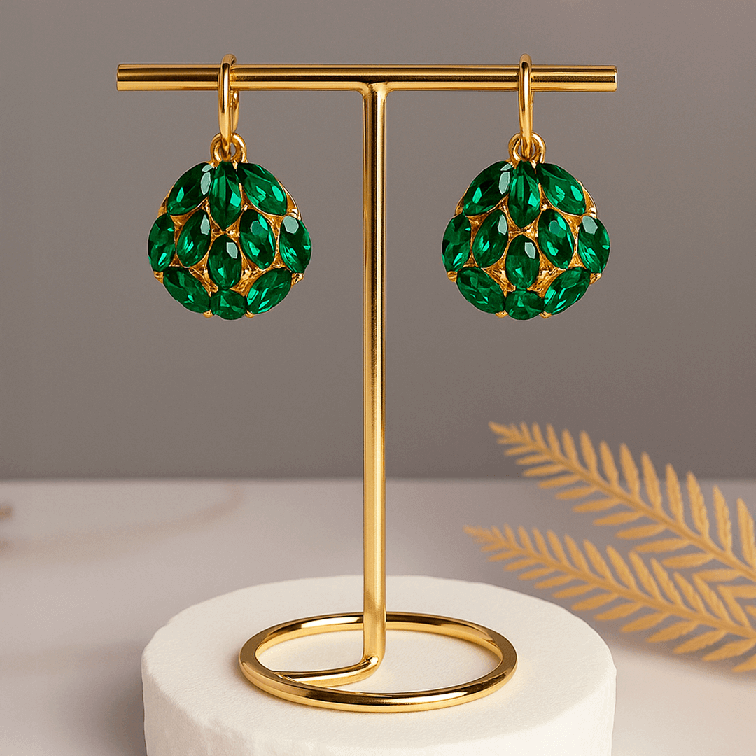 Aretes Cesta de Cristales Verdes