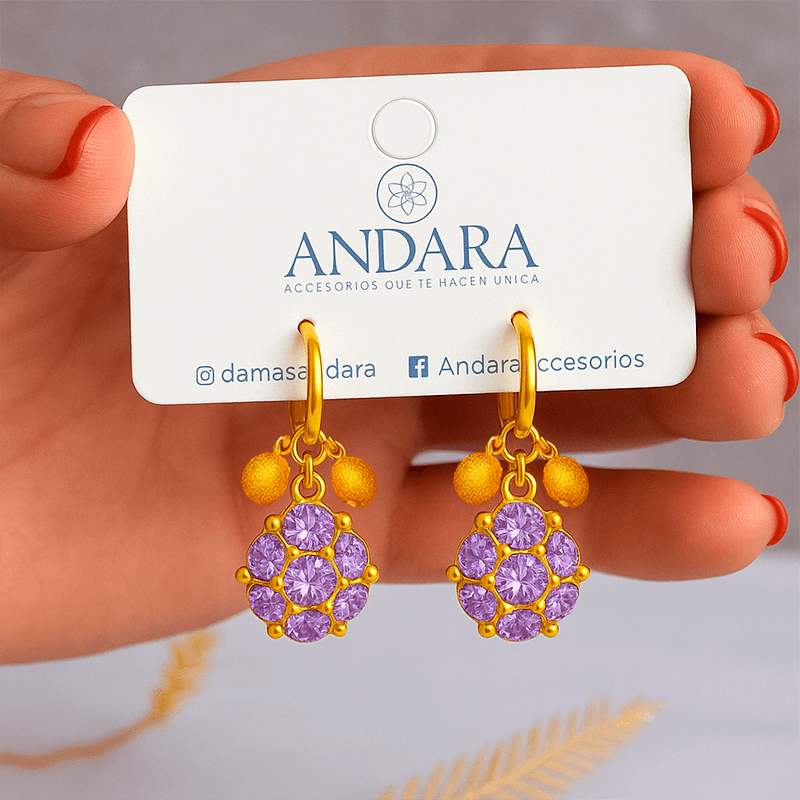 Aretes Amatista Imperial + Obsequio