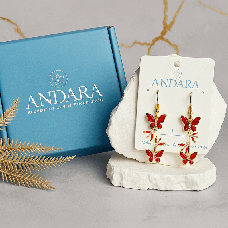 Aretes Red Butterfly
