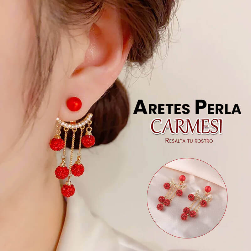 Aretes Perla Carmesí