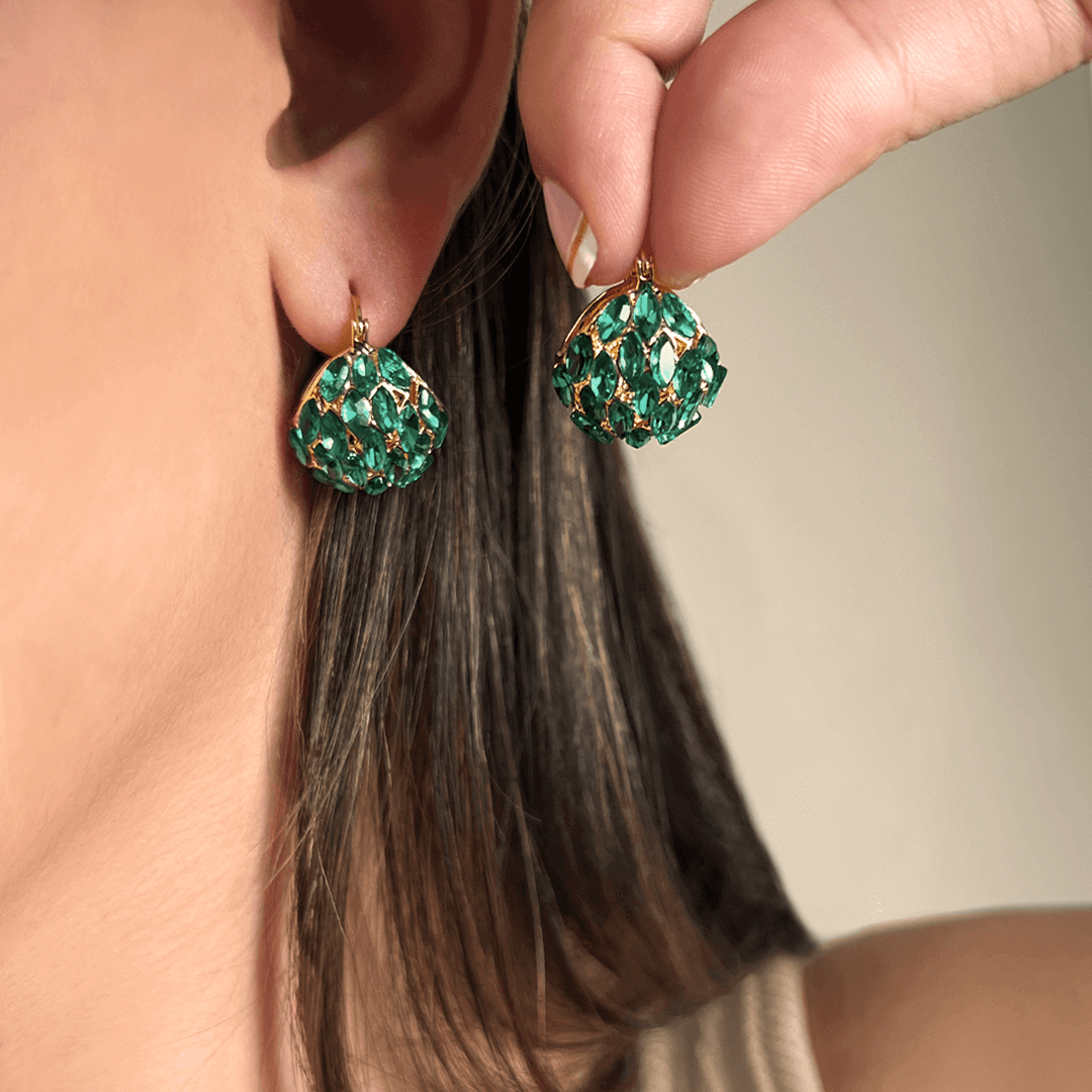 Aretes Cesta de Cristales Verdes