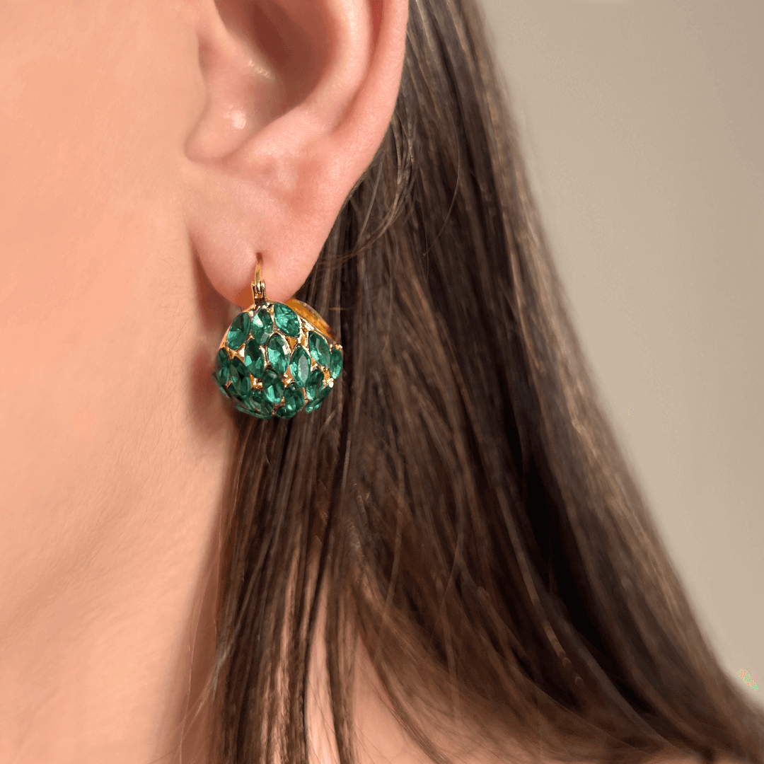 Aretes Cesta de Cristales Verdes