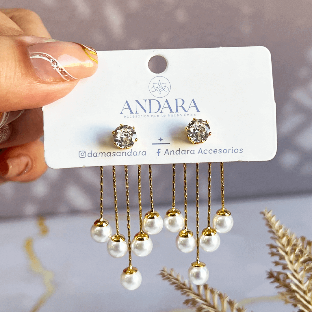 Aretes Lluvia Perlada