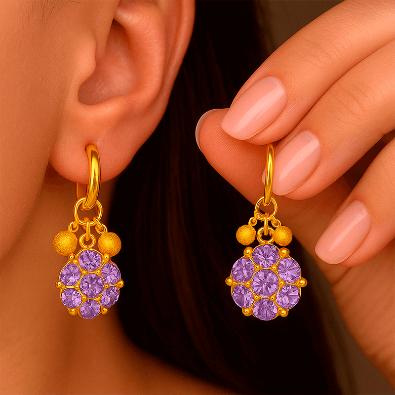 Aretes Amatista Imperial + Obsequio