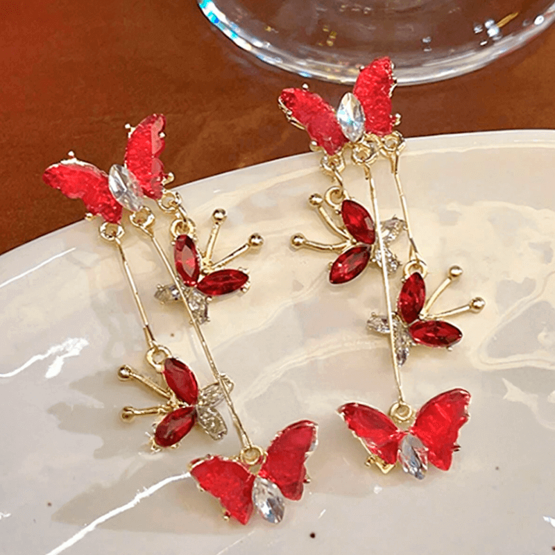 Aretes Red Butterfly