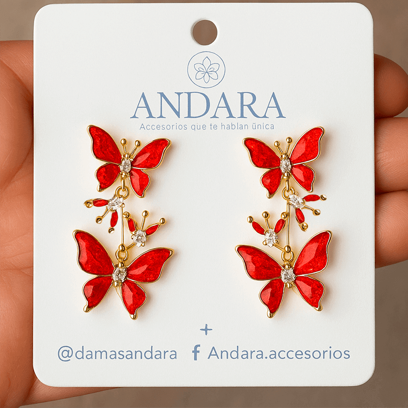 Aretes Red Butterfly