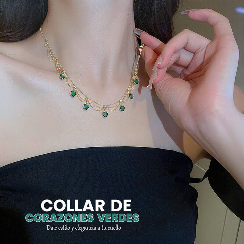 Collar de Corazones Verdes