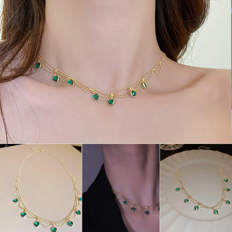 Collar de Corazones Verdes